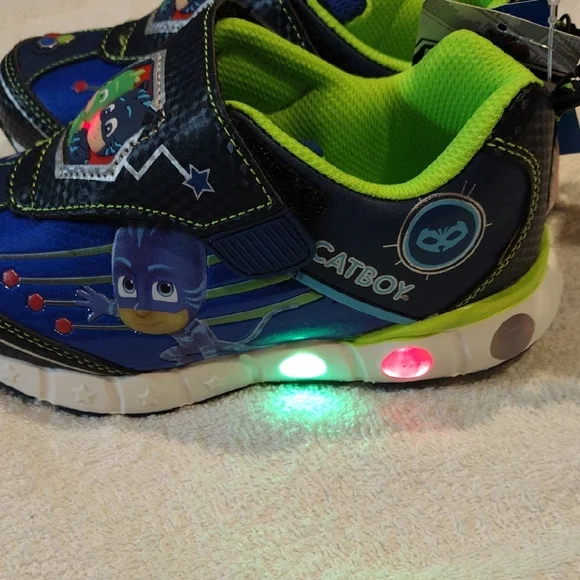 PJ Masks Kids Light-Up Blue and Green Sneakers - Picture 3 of 3